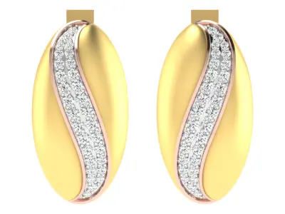 Light Weight Yellow Gold Diamond Earring EZ BI-49 3D print model