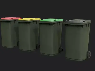 Wheelie Bin Low-poly 3D model