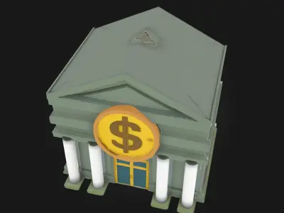 Bank Building Icon Classic Financial Institution  3D model