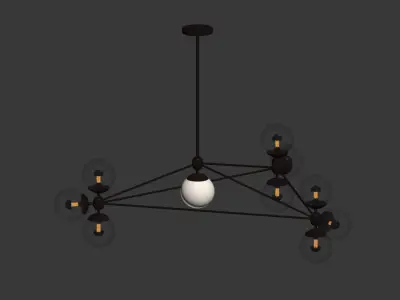 Modo Chandelier 3 Sided 10 Globes rollandhill 3D model