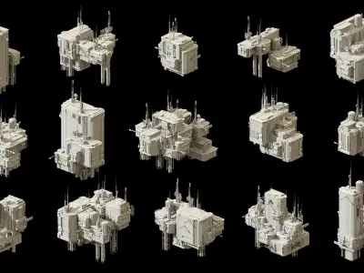 Sci-Fi Buildings Pack - 30 Buildings 3D model