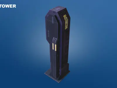 Low Poly Sci-Fi Building 3 - Evil - Pixel City 3D Asset Pack Low-poly 3D model