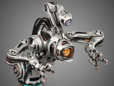 Sci-Fi Assembly Robot 2 - Rigged 3D model