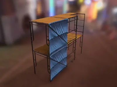 Modular W-Style Scaffolding Pack Low-poly 3D model