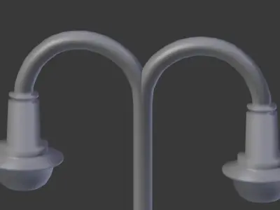 Streetlight two street lamps Low-poly 3D model