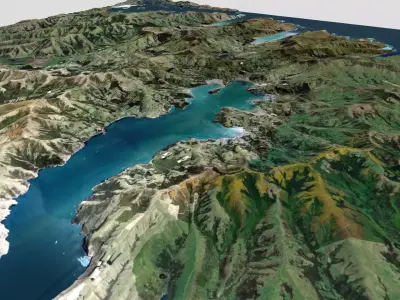 Island Banks Peninsula New Zeland 3D model