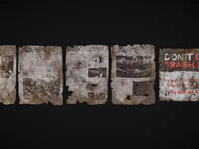 Paper Props - Urban Trash Set Low-poly 3D model