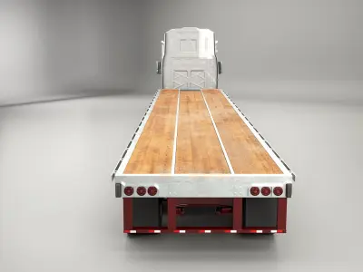 Generic Semi Truck with Flatbed Trailer 3D model purchase