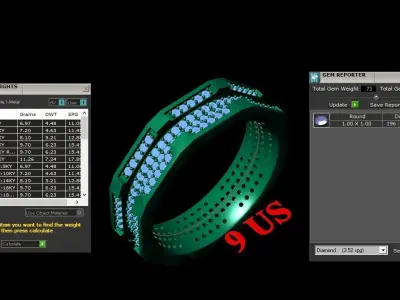 Light Gold Diamond Men Ring 2MR095 3D model