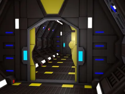 Sci Fi Corridor Low-poly 3D model 23