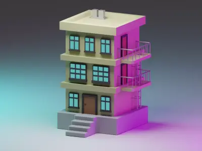 Simple High Rise Low-poly 3D model