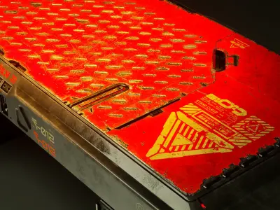 Scifi Cyberpunk Desk PBR Game Asset Low-poly 3D model