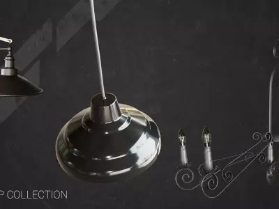 Glendale Pulley Task Floor Lamp - Williamsburg Lighting Style 3D model