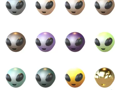 Alien Head Pack Vol 1 Low-poly 3D model