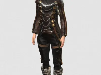 Rigged Woman Steam Punk Character Low-poly 3D model