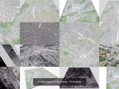 5 cityscapes of Germany  3D Model Pack