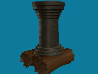 Castle Raft Hand-Painted Low-poly 3D model