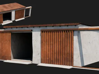 Industrial farm shed barn store  with sliding doors 3d model 3D model