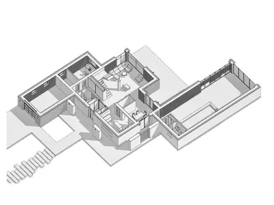 residential house with swimming pool 3D model