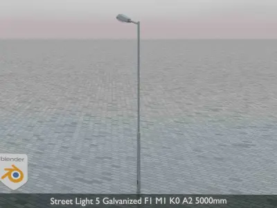 Street Light 5 Galvanized F1 M1 K0 A2 5000mm  Low-poly 3D model