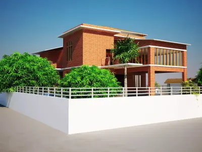 Vila or duplex building  3D model