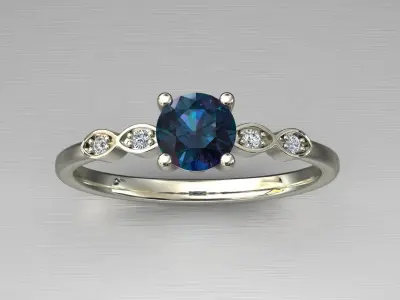 Solitaire Engagement Diamond Women Ring US Size 5-8 3D print model