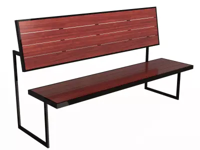 Street Bench Low-poly 3D model