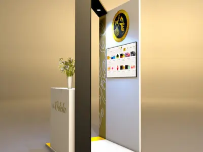 Booth gold and display stand 3D model