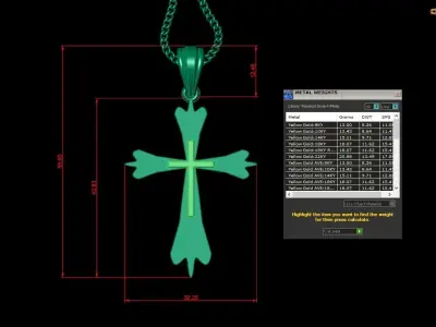 Light Gold 18K Cross Pendant 2CP037 3D print model