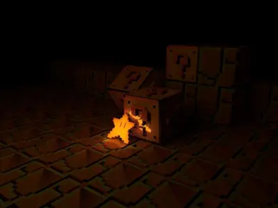 Starblock - Super Mario 3D - Digital Sculpture Low-poly 3D model