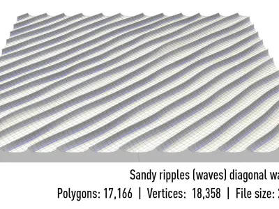 sandy ripples diagonal waves 3D model