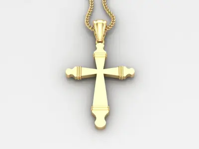 Light Gold 18K Cross Pendant 2CP067 3D print model