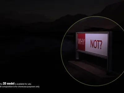 Metal and Concrete Signboard WHY NOT Low-poly 3D model