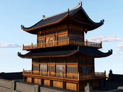 Japanese House Low-poly 3D model