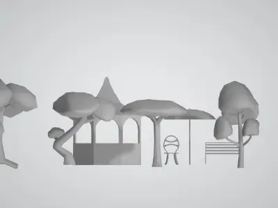 Low Poly Trees and garden objects Low-poly 3D model