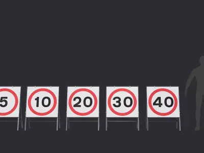 Speed Limit Temporary Road Signs 01 3D Model Pack