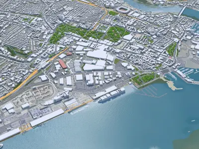 Southampton Downtown England Low-poly 3D model