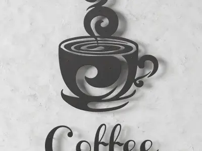 Coffee sign iron Low-poly 3D model
