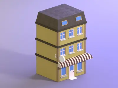 Low poly building 3d model pack  Low-poly 3D model