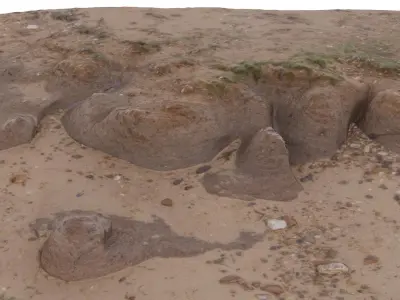 Beach Mud Ripple - High and Low Poly versions Low-poly 3D model