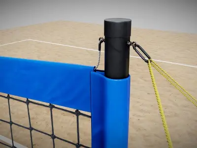Volleyball Net with Volleyball Low-poly 3D model