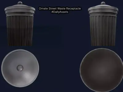Ornate Street Waste Receptacle 3D model