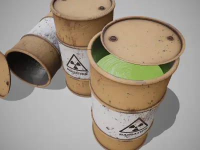 Barrels radiation used Low-poly 3D model