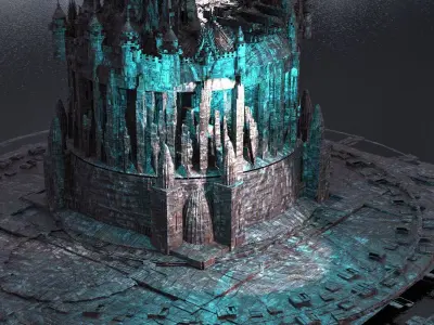 Cyber Eclipse Tower sci fi  platform  3D model