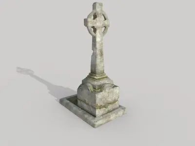 Environment gravestone with cross on top Low-poly 3D model