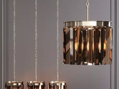 RH 1920S ODEON RHYS SMOKE GLASS PRISM ROUND CHANDELIER 12 Nickel 3D model