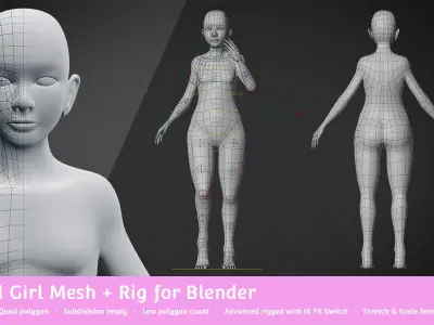 Base Meshes Child Starter Kit Low-poly 3D model
