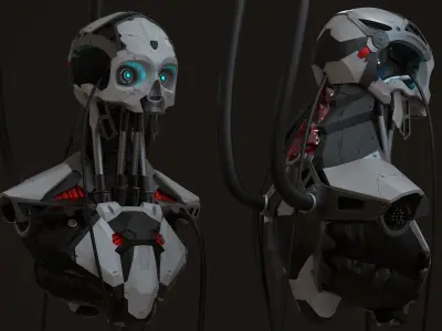 3D High Poly Cyborg Bust 3D model