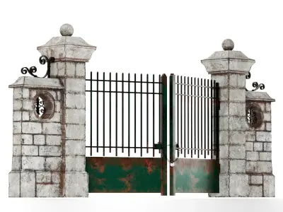 Old concrete wall Low-poly 3D model