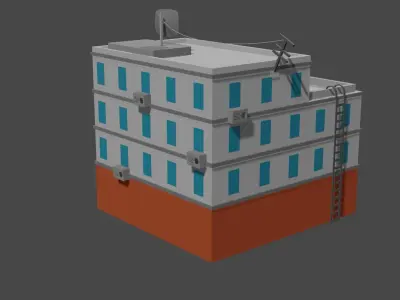 Low-Poly Houses building Low-poly 3D model